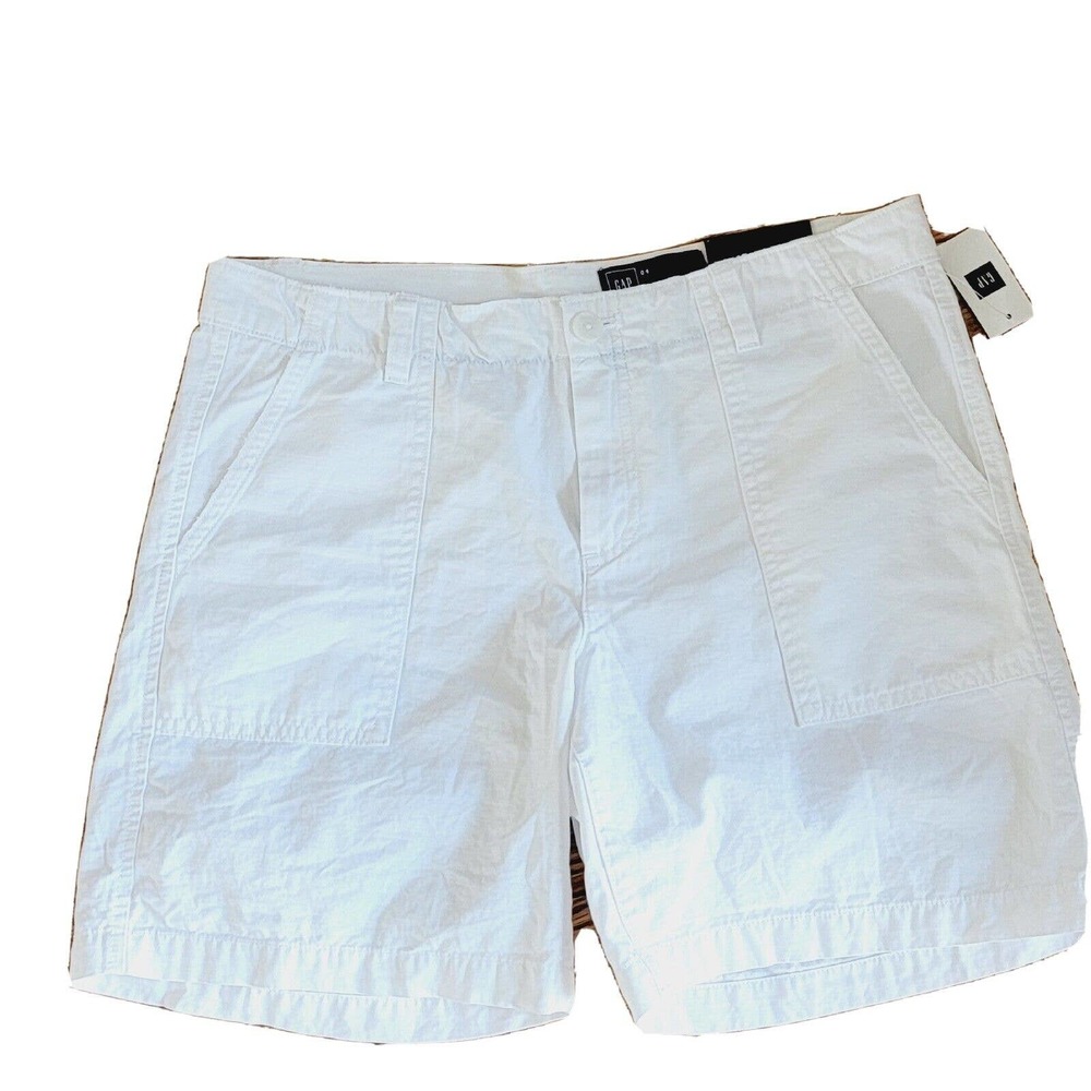 Gap Shorts Womens Sz 4 White Chino 7” Inseam Front Chino Pockets Belt Loops NWT